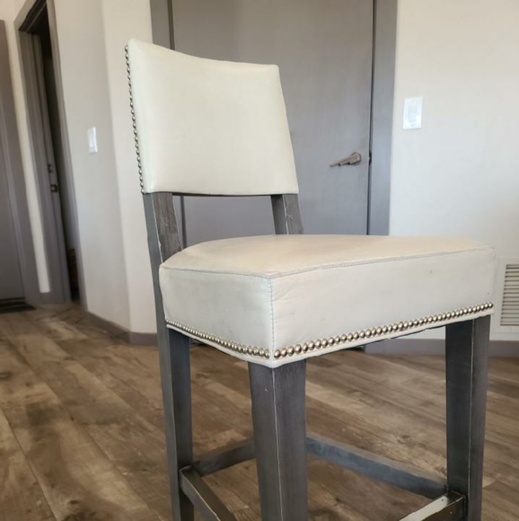 Leather studded barstools (four)